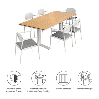 Modway Aeris 7 Piece Outdoor Dining and Chairs