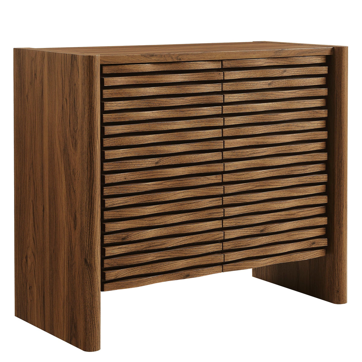 Emric Wave Accent Cabinet by Modway, walnut wood with slatted doors, living room cabinet on Tampa Home & Garden Store
