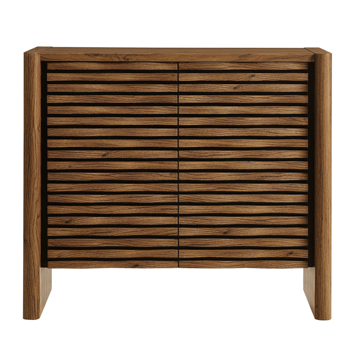 Emric Wave Accent Cabinet by Modway for living room in warm wood with slatted front panels on Tampa Home & Garden Store