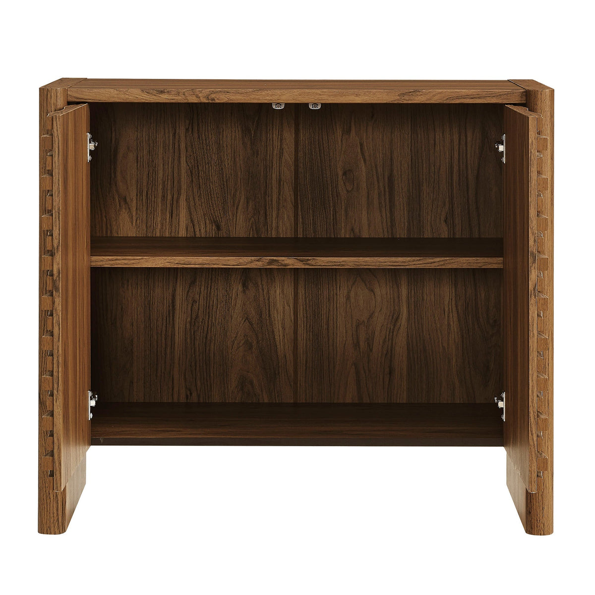 Emric Wave Accent Cabinet walnut wood finish by HouseOfZazla, living room furniture on Tampa Home & Garden Store