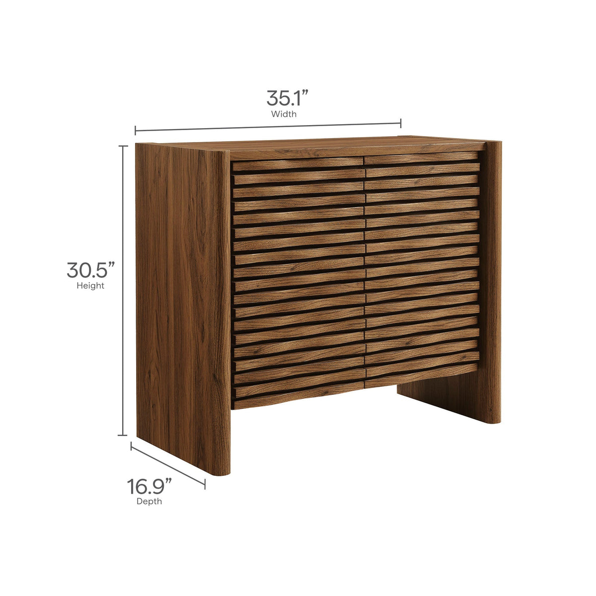 Emric Wave Accent Cabinet by Modway in walnut wood with slatted doors on Tampa Home & Garden Store