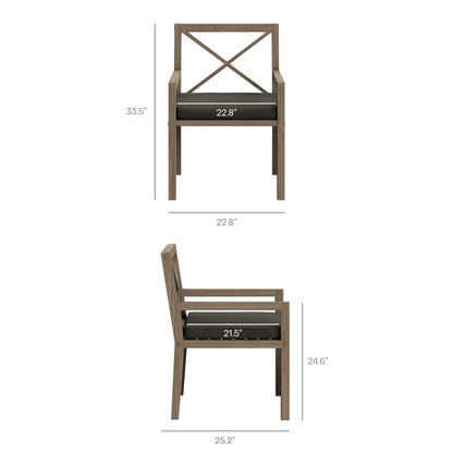 Northlake teak wood outdoor dining chair with black cushion on Tampa Home & Garden Store