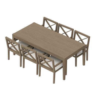 Northlake 7-Piece outdoor teak dining set with 6 cross-back chairs by Modway on Tampa Home & Garden Store