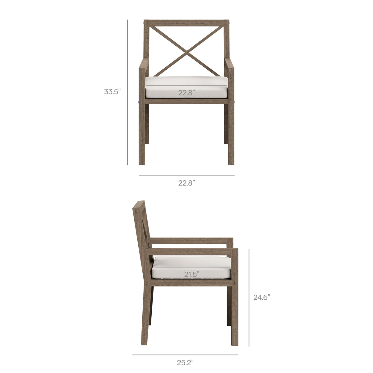 Northlake teak outdoor dining chair with white cushion and crossback backrest by Modway on Tampa Home & Garden Store