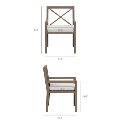 Northlake teak outdoor dining chair with white cushion and crossback backrest by Modway on Tampa Home & Garden Store