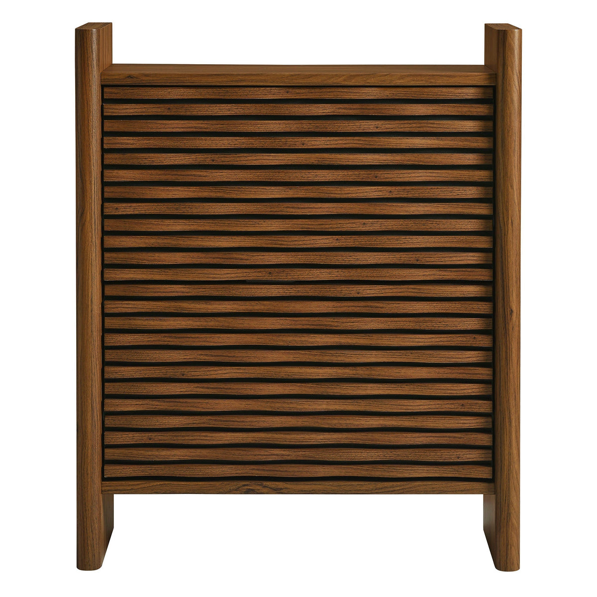 Emric Wave Shoe Cabinet by Modway wooden cabinet with walnut finish and horizontal slats on Tampa Home & Garden Store
