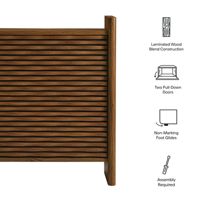 Emric Wave Shoe Cabinet by Modway in warm brown laminated wood with slatted panels on Tampa Home & Garden Store
