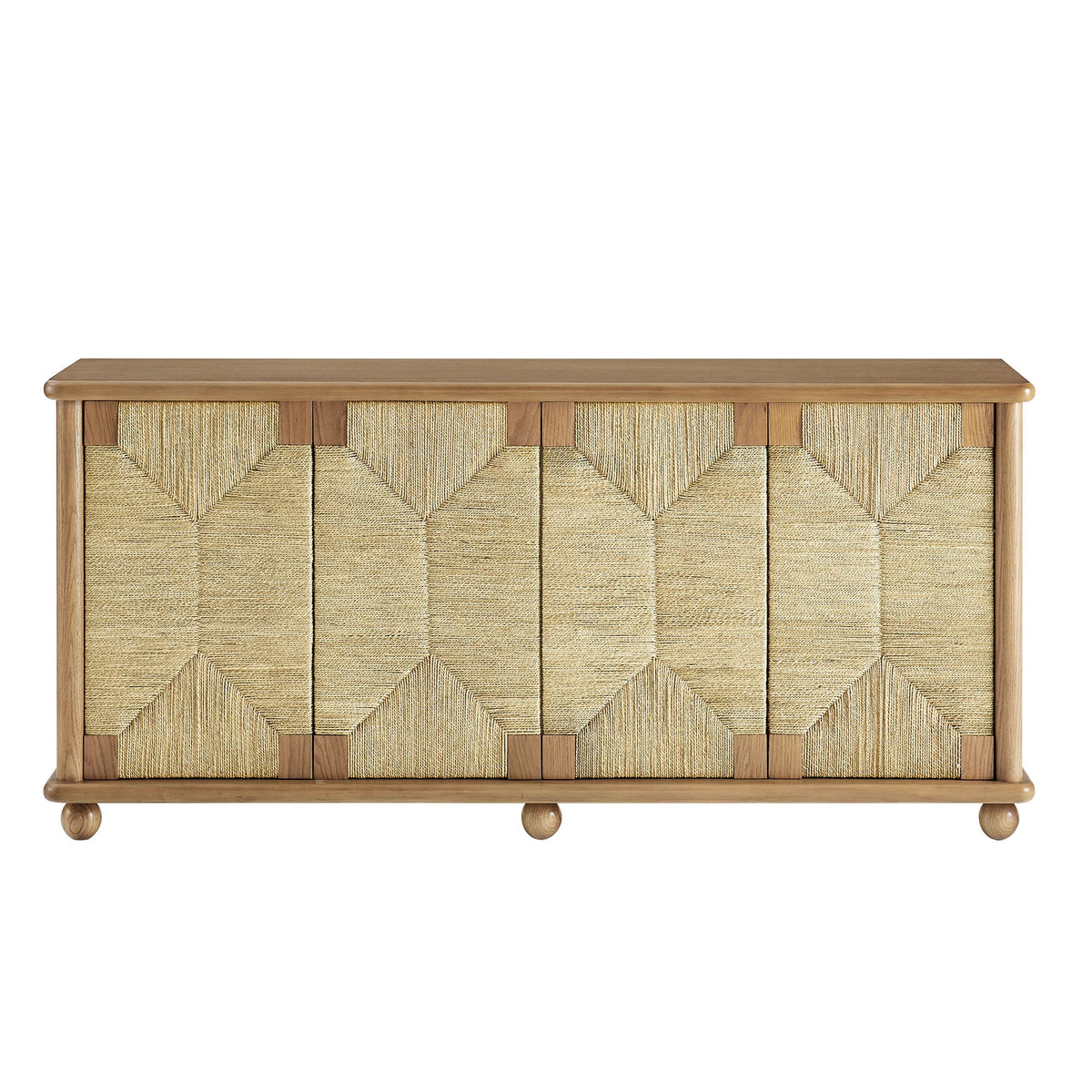 Marola 71 Inch Oak Wood Seagrass Sideboard with natural oak frame and woven seagrass panels on Tampa Home & Garden Store
