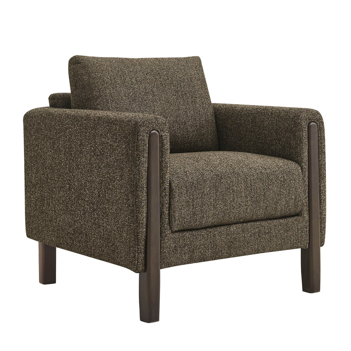 Hawken Bouclé Fabric Accent Armchair by Modway, brown boucle upholstery with dark wood legs on Tampa Home & Garden Store