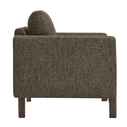 Hawken Boucle Accent Armchair brown boucle upholstery with dark wood legs on Tampa Home & Garden Store