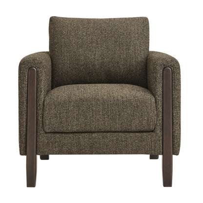 Hawken Boucle Fabric Armchair by Modway, brown upholstery with dark wood arms on Tampa Home & Garden Store