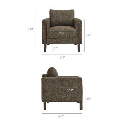 Hawken Boucle Fabric Accent Armchair by Modway in brown boucle fabric with dark wood legs on Tampa Home & Garden Store
