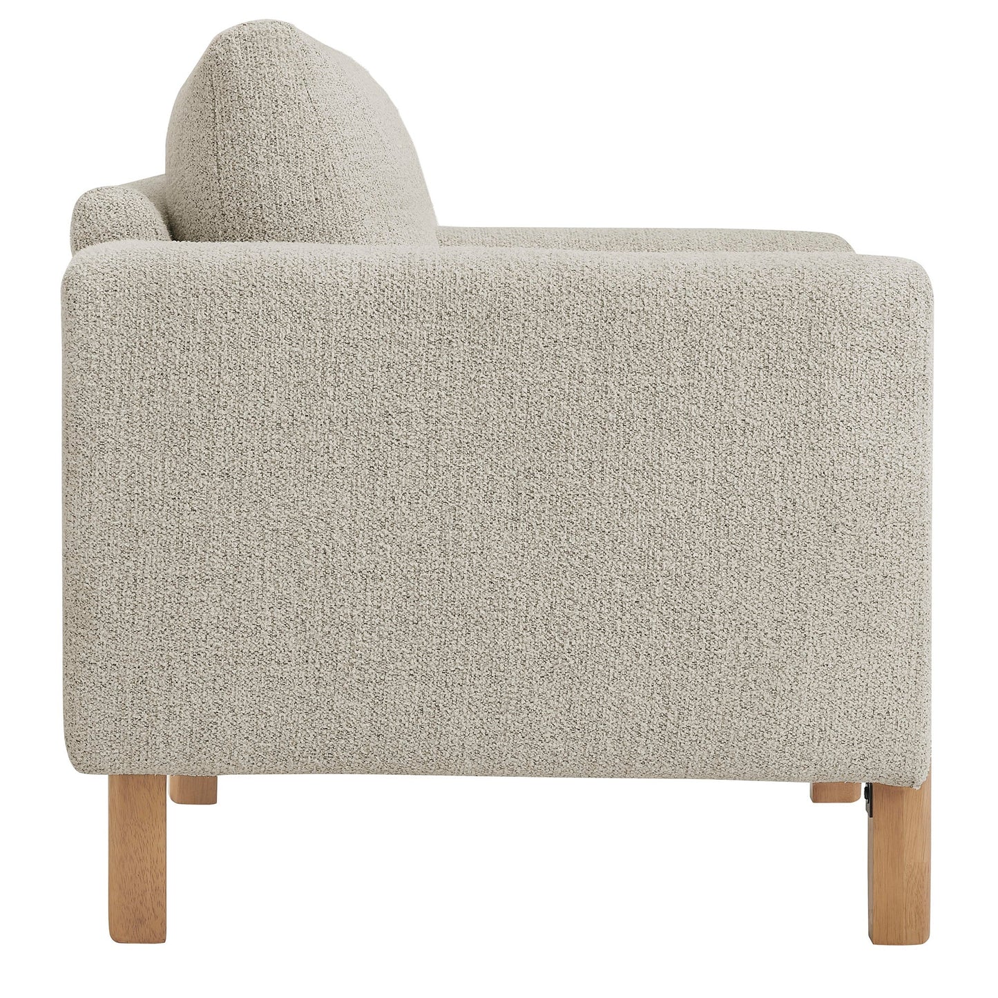 Hawken Boucle Fabric Accent Armchair beige upholstery with wood legs furniture piece on Tampa Home & Garden Store