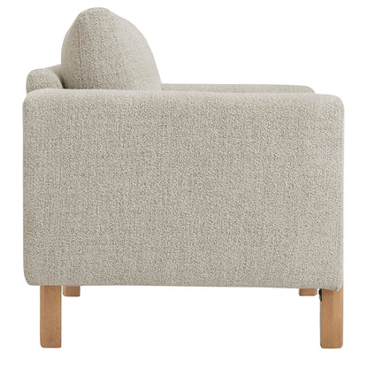 Hawken Boucle Fabric Accent Armchair beige upholstery with wood legs furniture piece on Tampa Home & Garden Store