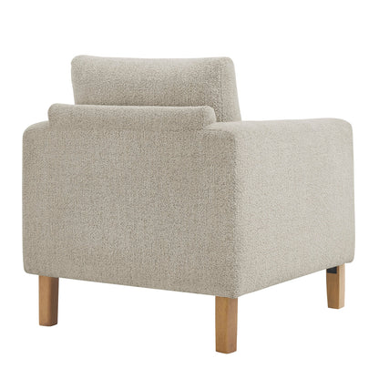 Hawken Boucle Fabric Accent Armchair in beige boucle with wooden legs on Tampa Home & Garden Store