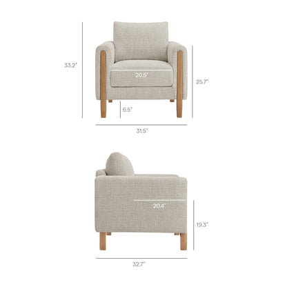 Hawken Boucle Fabric Accent Armchair by Modway in beige boucle upholstery with wooden legs on Tampa Home & Garden Store