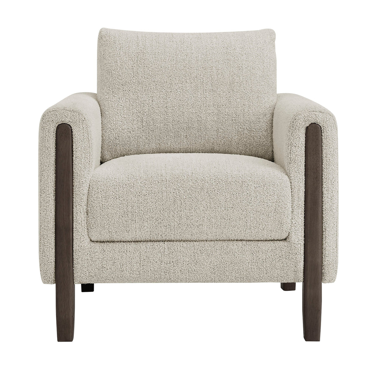 Hawken Boucle Fabric Accent Armchair beige boucle upholstery with dark wood legs by Modway on Tampa Home & Garden Store