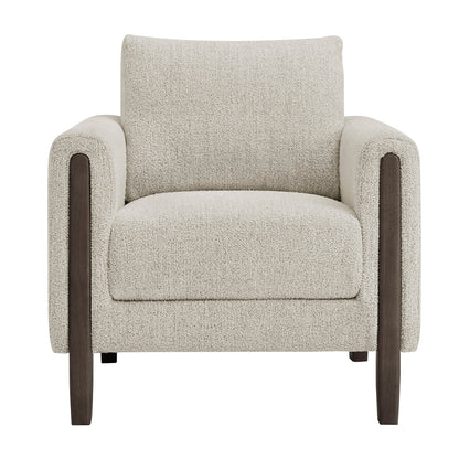 Hawken Boucle Fabric Accent Armchair beige boucle upholstery with dark wood legs by Modway on Tampa Home & Garden Store