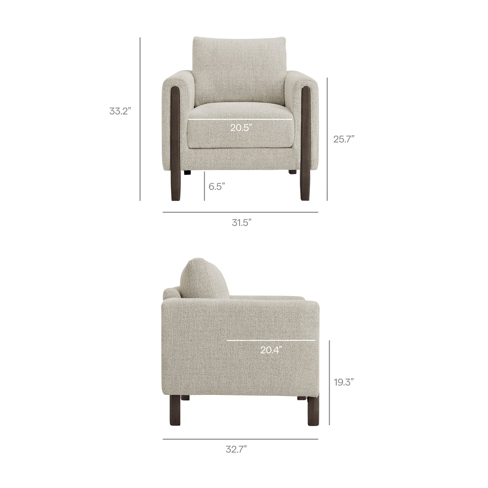 Hawken Boucle Fabric Accent Armchair beige boucle upholstery with dark wood legs by Modway on Tampa Home & Garden Store