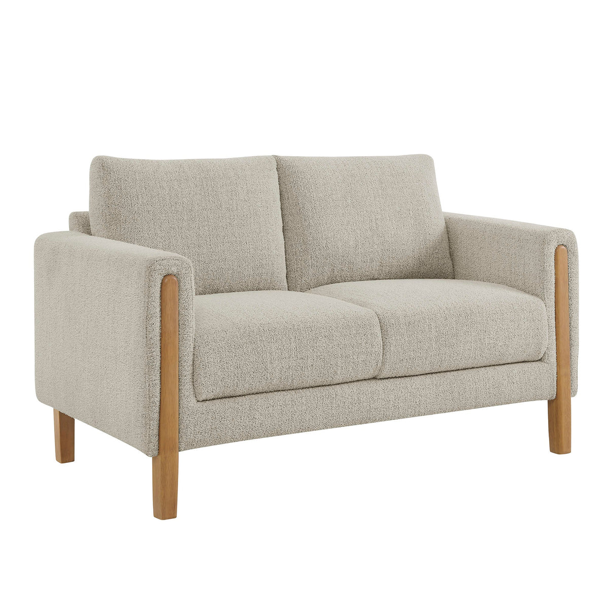 Hawken Boucle Fabric Loveseat beige boucle with wooden legs by Modway on Tampa Home & Garden Store