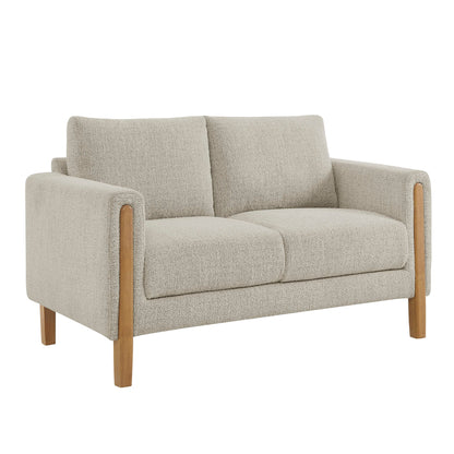 Hawken Boucle Fabric Loveseat beige boucle with wooden legs by Modway on Tampa Home & Garden Store