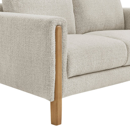 Modway Hawken Boucle Fabric Loveseat, beige boucle fabric with wooden legs on Tampa Home & Garden Store
