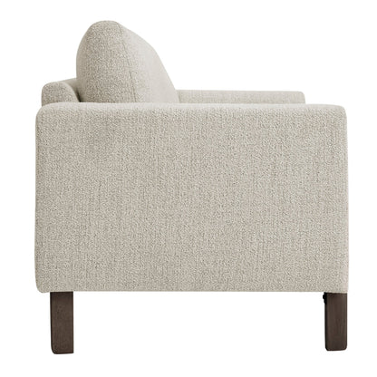 Hawken Boucle Fabric Loveseat beige boucle upholstery with dark wood legs by HouseOfZazla on Tampa Home & Garden Store