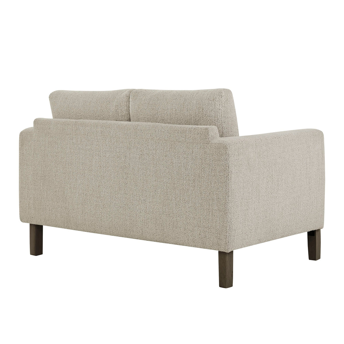 Hawken Boucle Fabric Loveseat by Modway, beige textured upholstery, dark wood legs on Tampa Home & Garden Store