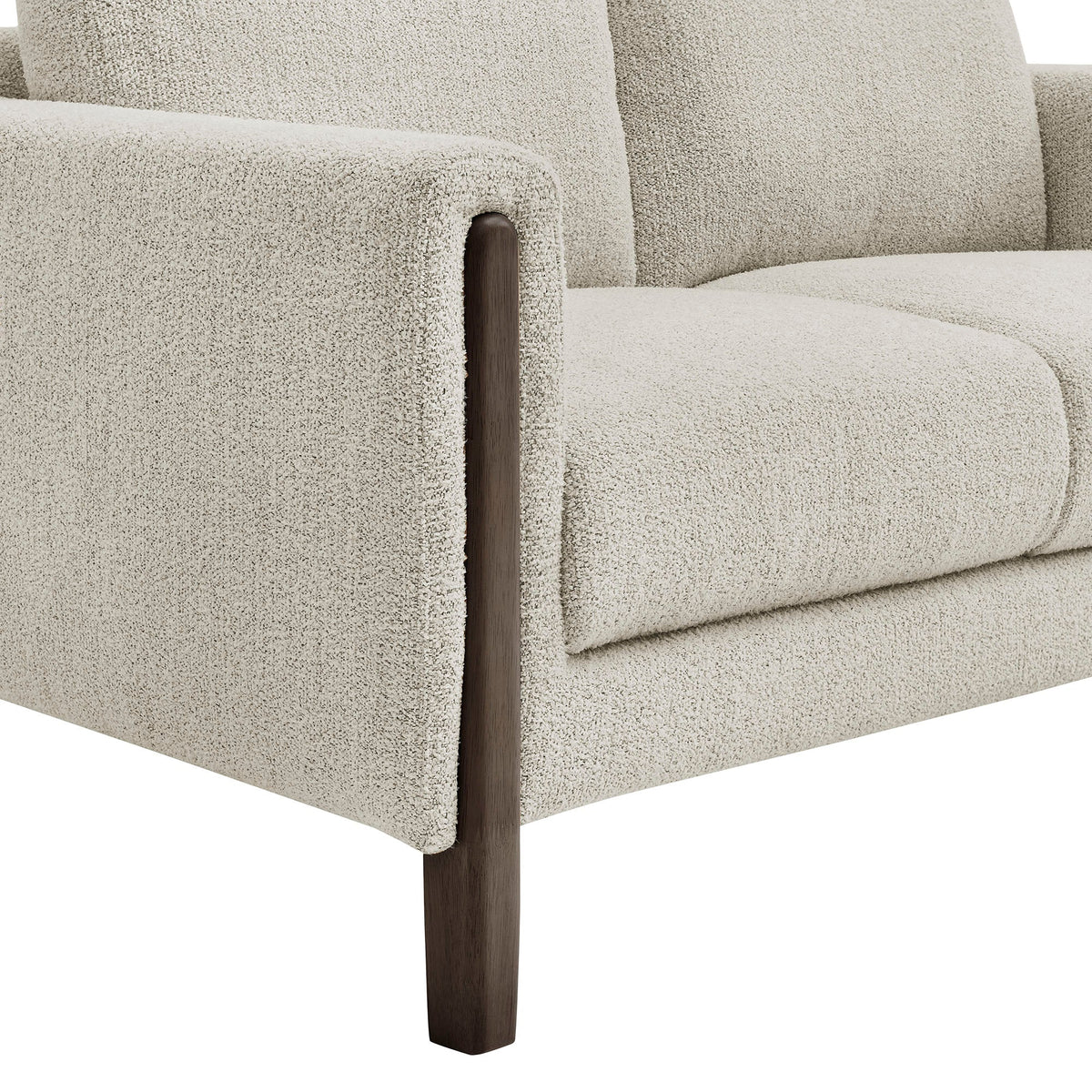 Hawken Boucle Fabric Loveseat beige boucle upholstery with dark wood legs by Modway on Tampa Home & Garden Store