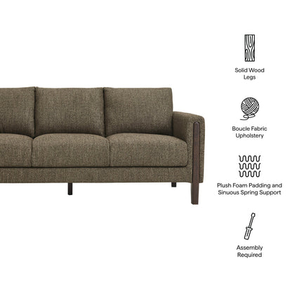 Modway Hawken Boucle Sofa With Wooden Legs