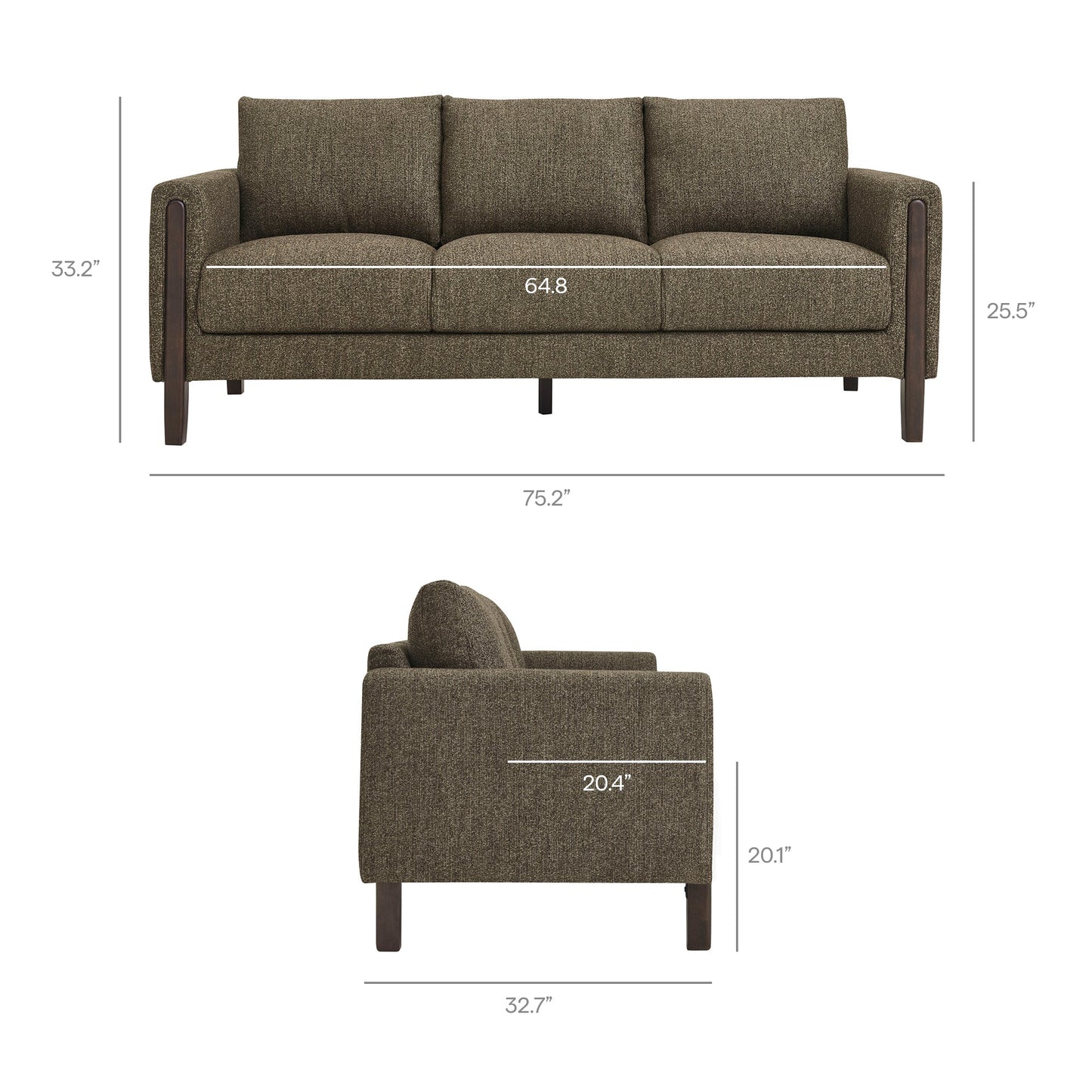 Modway Hawken Boucle Sofa With Wooden Legs