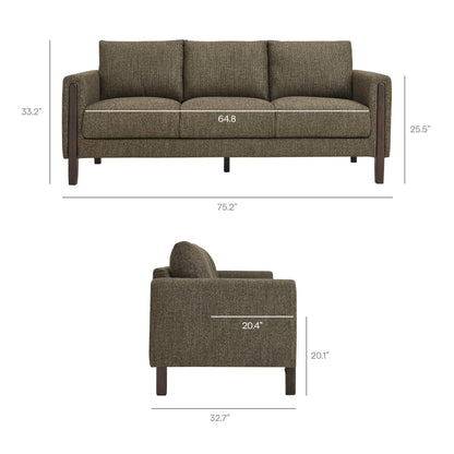 Modway Hawken Boucle Sofa With Wooden Legs