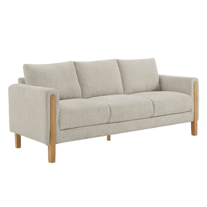 Modway Hawken Boucle Sofa With Wooden Legs