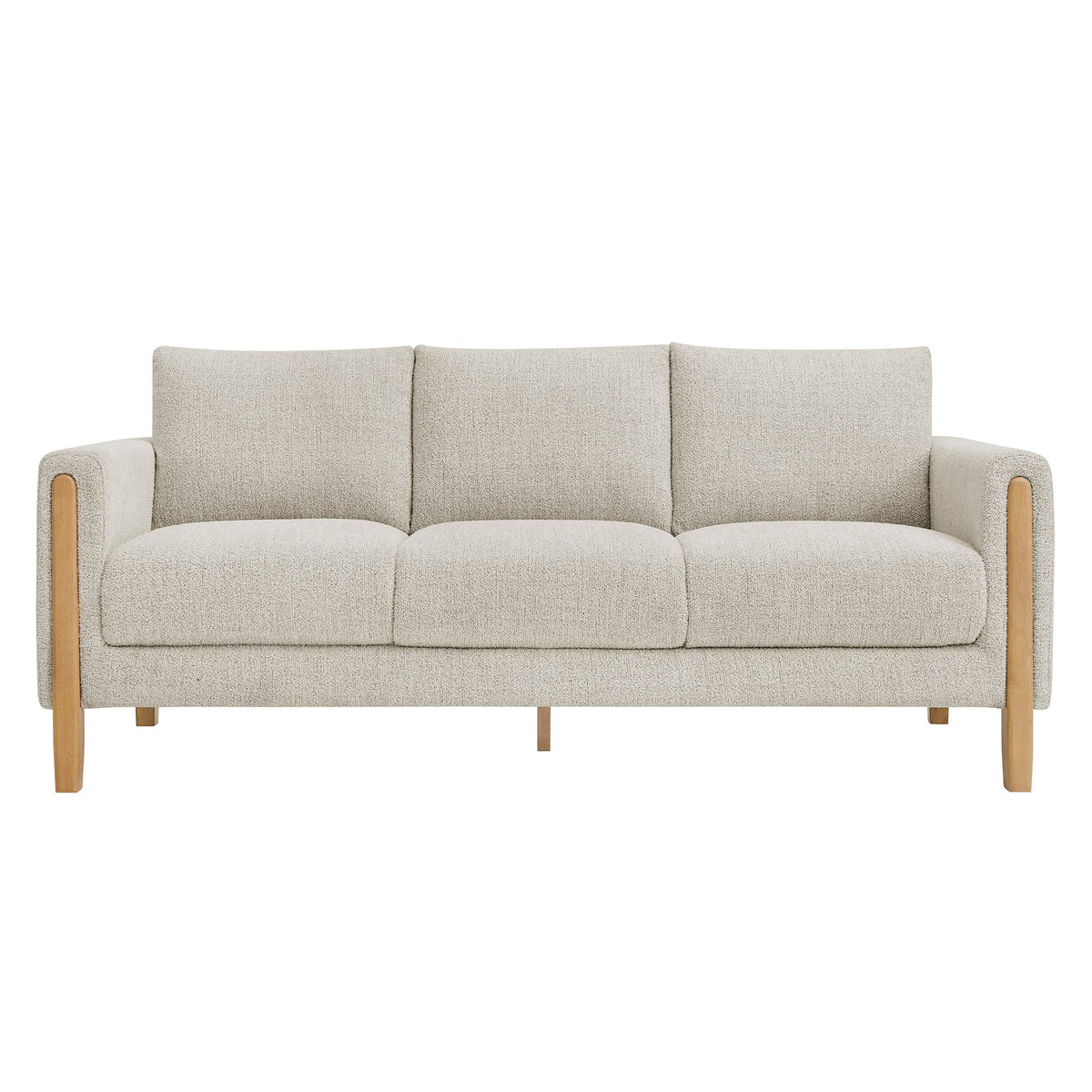 Modway Hawken Boucle Sofa With Wooden Legs