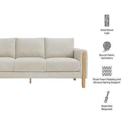 Modway Hawken Boucle Sofa With Wooden Legs