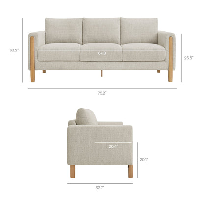 Modway Hawken Boucle Sofa With Wooden Legs