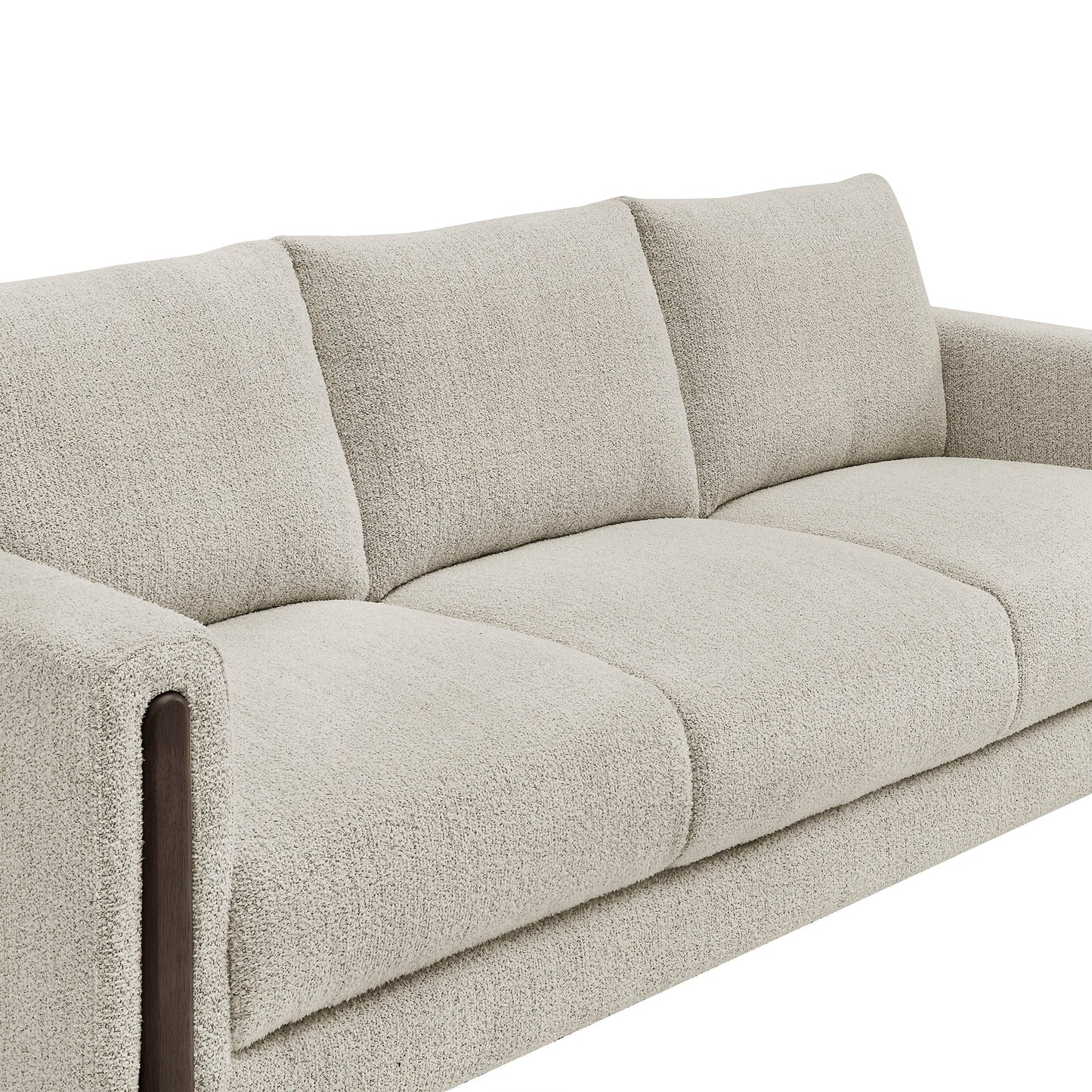 Modway Hawken Boucle Sofa With Wooden Legs