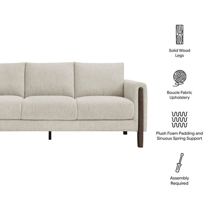 Modway Hawken Boucle Sofa With Wooden Legs