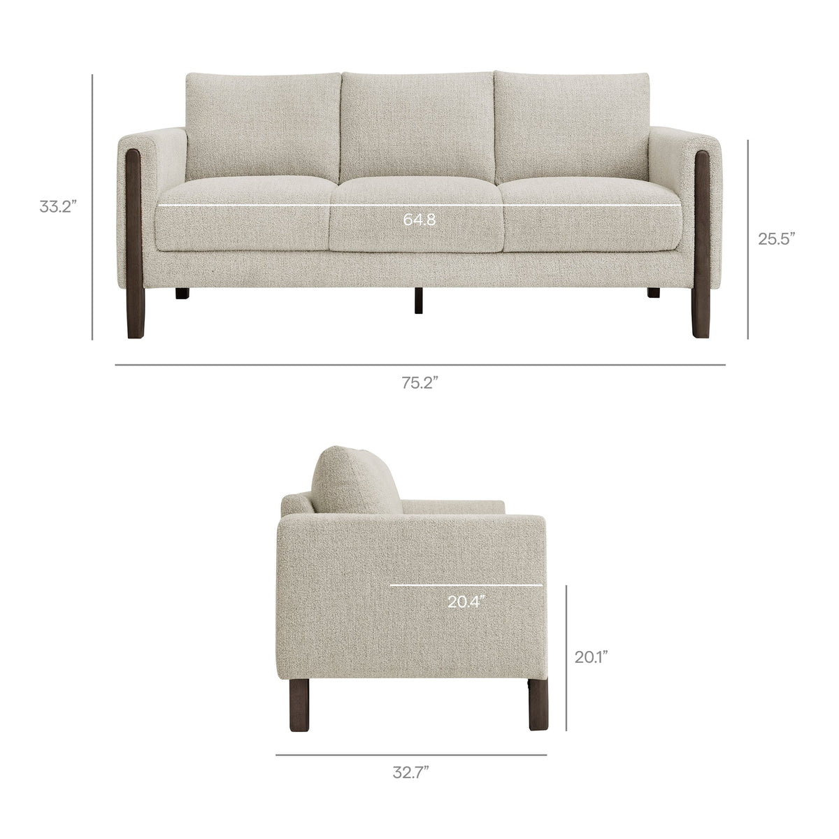 Modway Hawken Boucle Sofa With Wooden Legs