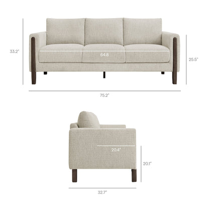 Modway Hawken Boucle Sofa With Wooden Legs