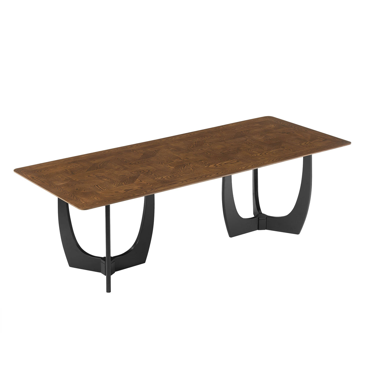 Wrenly 94-Inch Walnut Dining Table by Modway with black curved metal legs on Tampa Home & Garden Store