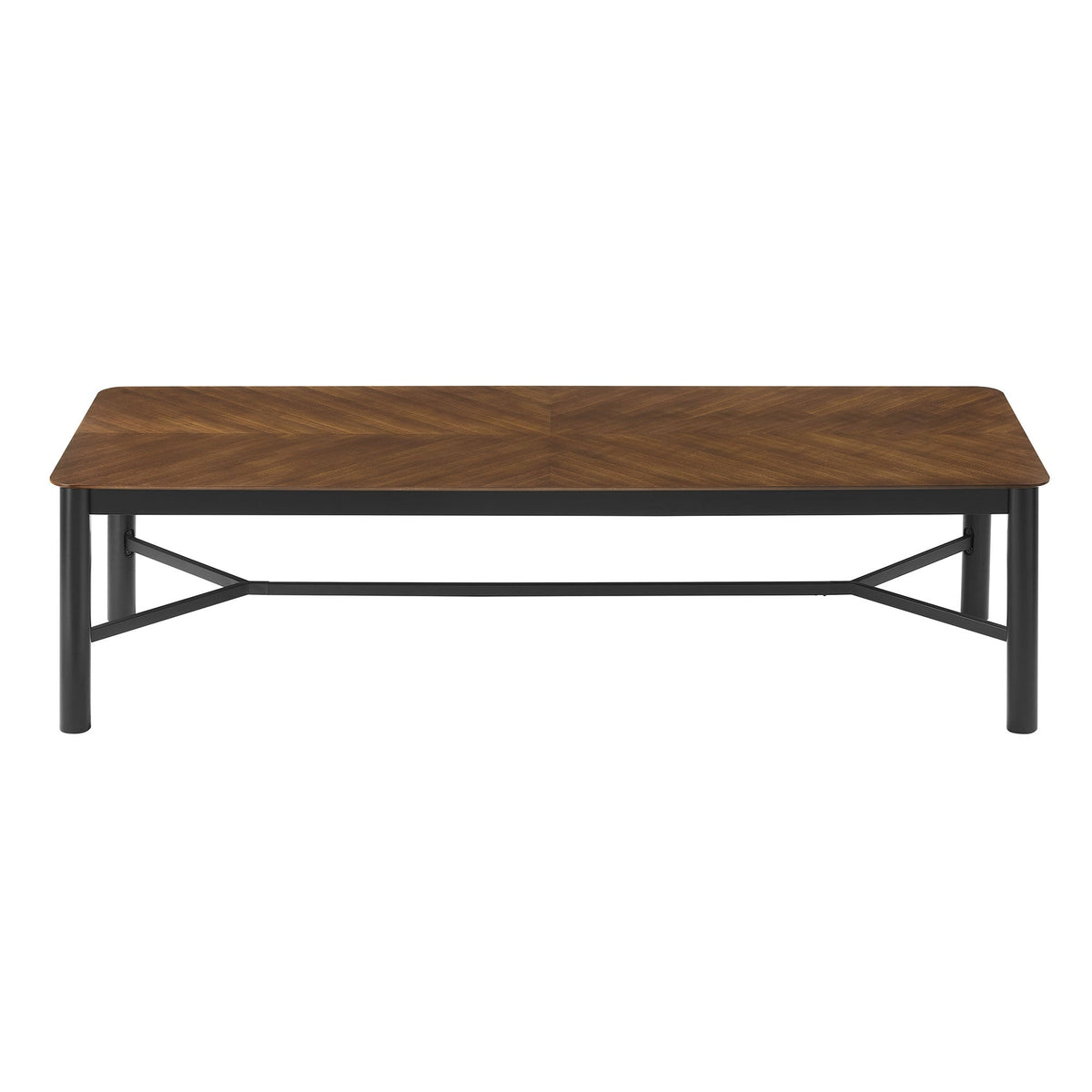 Ashlan 110-inch dining table by Modway with walnut veneer top and black metal base on Tampa Home & Garden Store