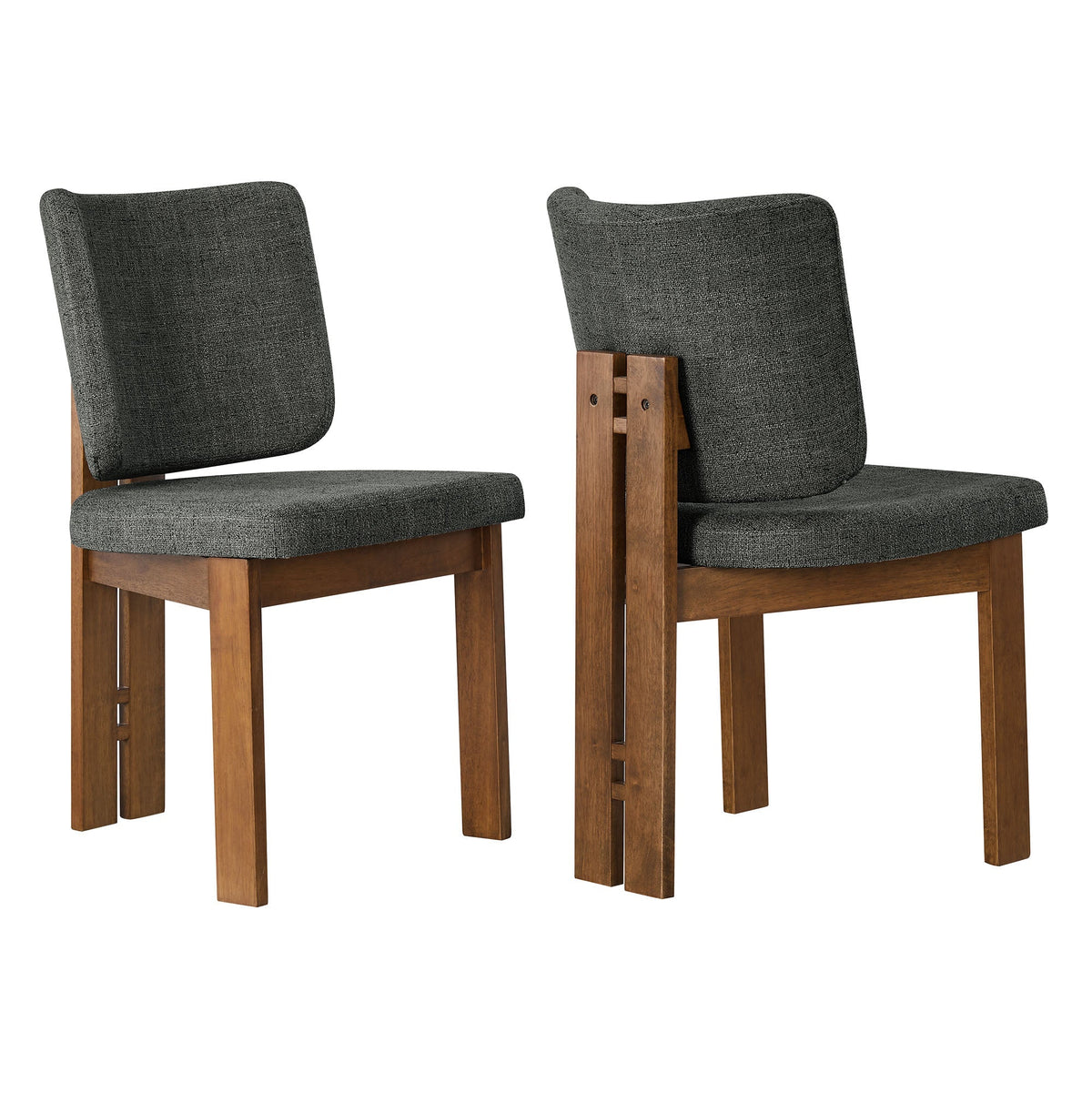 Alba Armless Upholstered Dining Chairs set of 2 in dark gray fabric, wood legs HouseOfZazla on Tampa Home & Garden Store