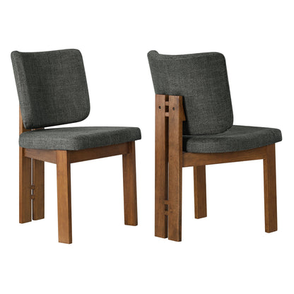 Alba Armless Upholstered Dining Chairs set of 2 in dark gray fabric, wood legs HouseOfZazla on Tampa Home & Garden Store