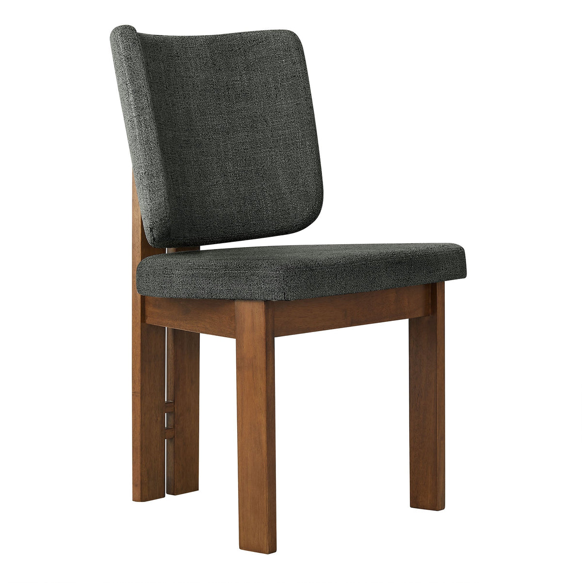 Alba armless upholstered dining chairs, 2-pack, dark gray fabric with wood legs on Tampa Home & Garden Store