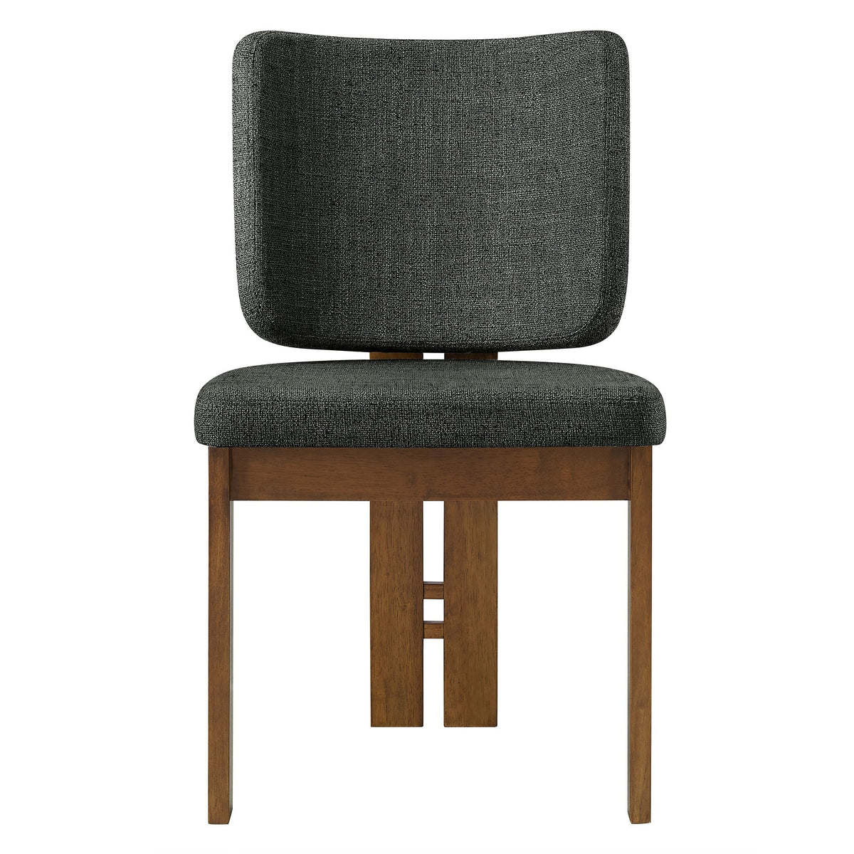 Alba armless upholstered dining chairs set of 2 in dark gray textured fabric with wood legs on Tampa Home & Garden Store