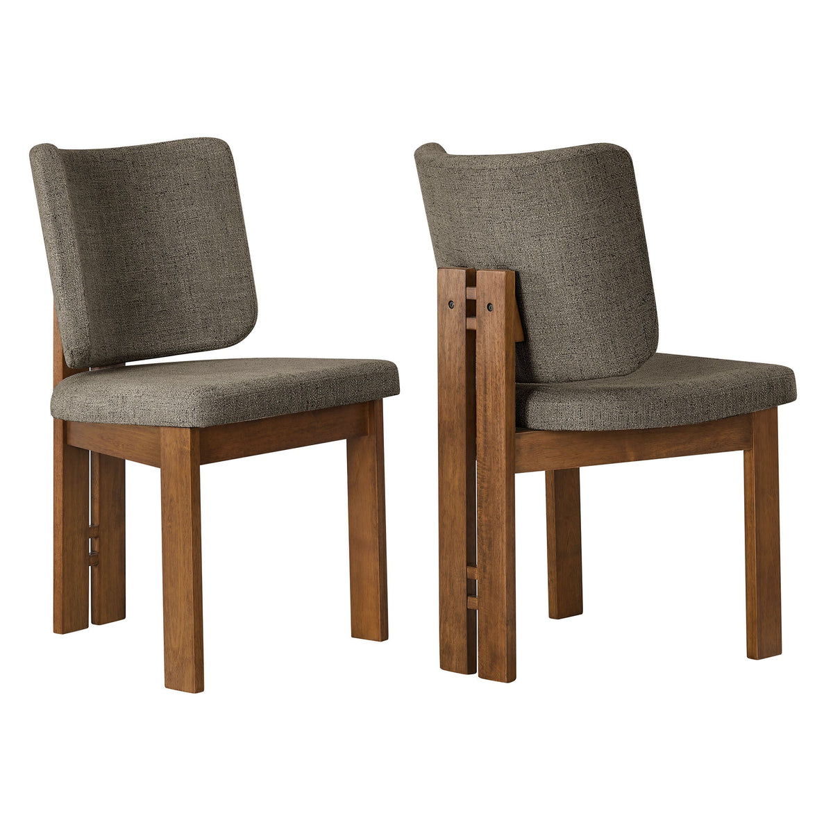 Alba Armless Upholstered Dining Chairs set of 2 in taupe fabric with wooden legs on Tampa Home & Garden Store