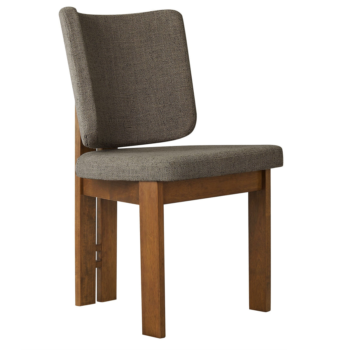 Alba armless upholstered dining chairs, brown textured fabric, wooden legs, set of 2 on Tampa Home & Garden Store