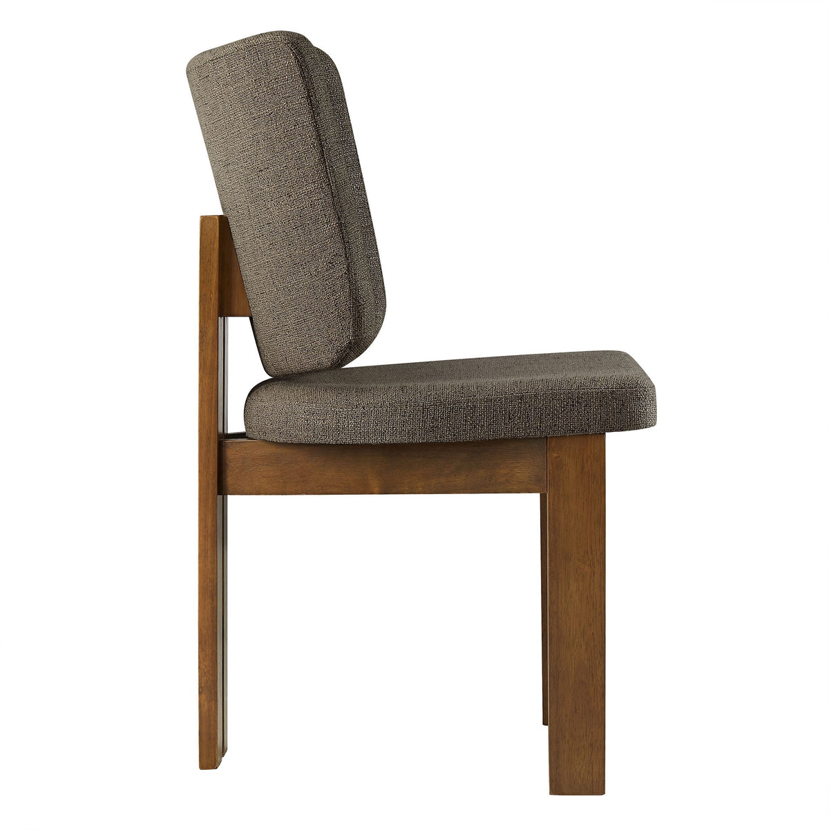 Alba Armless Upholstered Dining Chairs Set of 2 brown fabric with wood frame HouseOfZazla on Tampa Home & Garden Store