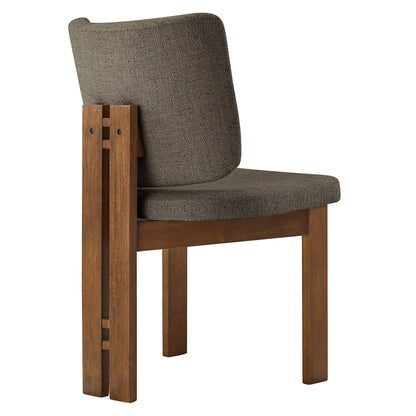 Alba Armless Upholstered Dining Chairs set 2, brown fabric on wood frame HouseOfZazla on Tampa Home & Garden Store